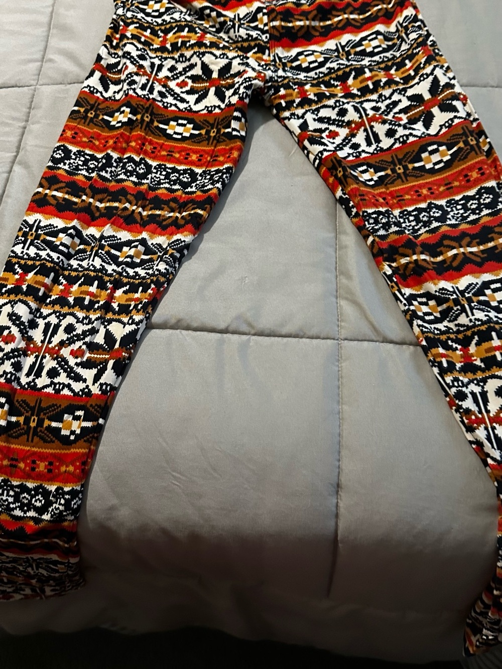Women’s Patterned Leggings in White, Black, Red, and Brown